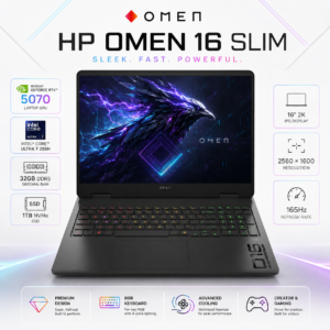 Notebook Gamer HP OMEN 16 RTX 5070 Ultra 7 32GB 1TB 2K 165Hz