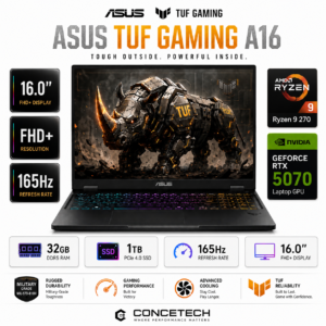 Notebook Gamer ASUS TUF A16 RTX 5070 32GB RAM Ryzen 9 1TB SSD 165Hz