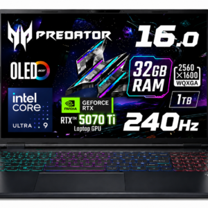 Notebook Gamer Acer Predator Helios Neo AI 16S RTX 5070 Ti 16" OLED 240Hz Intel Core Ultra 9 32GB 1TB SSD