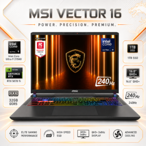 Notebook Gamer MSI Vector 16 RTX 5070 Ti Ultra 9 32GB 1TB QHD+ 240Hz