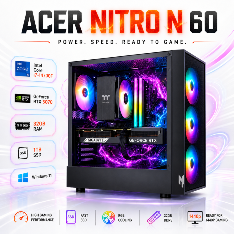 PC Gamer RTX 5070 Intel I7 14700F 32GB 1 TB Acer Nitro N60