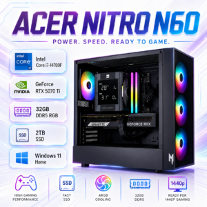 PC Gamer RTX 5070 Ti Intel I7 14700F 32 GB 2 TB Acer Nitro N60